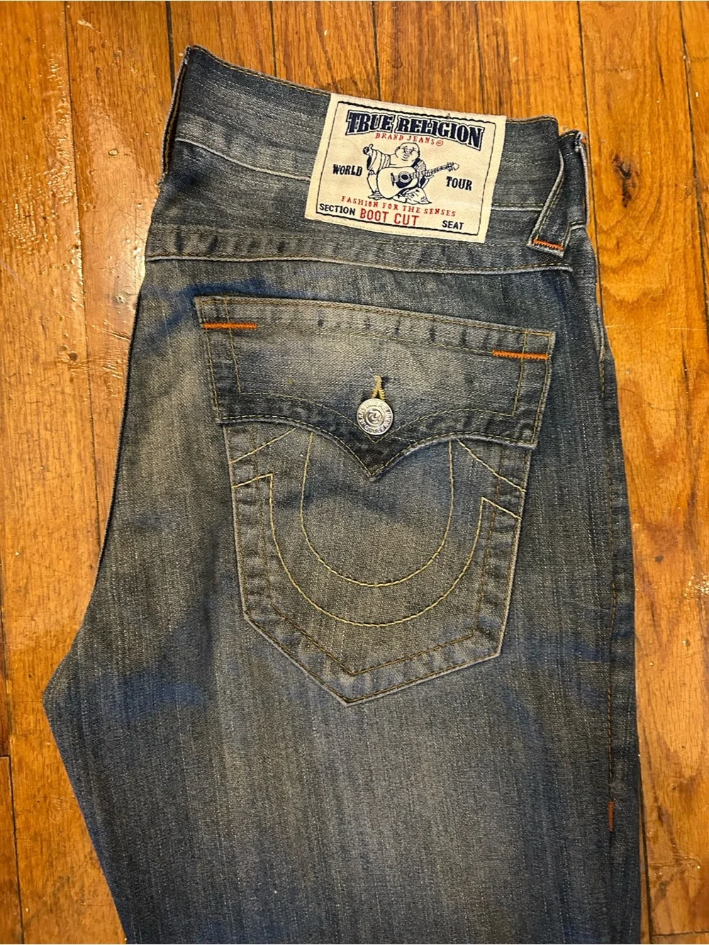 True Religion Men's Bootcut Jeans - Medium Blue Wash Size 32